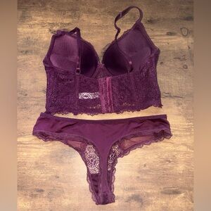 NWOT Lace Bralette and Panty Set - Deep Purple
